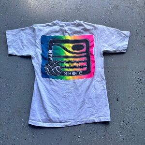 OFF SHORE T-shirt Mens Large White 1990s Vintage Surf Volleyball Graphic Retro